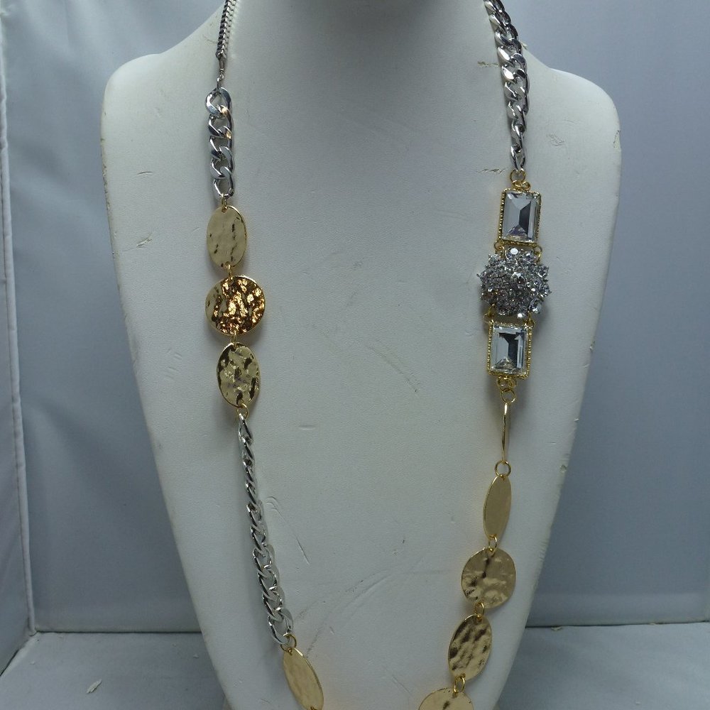 Gold and Silver Two-Tone Coin Fashion Pendant Necklace NWOT $84 retail